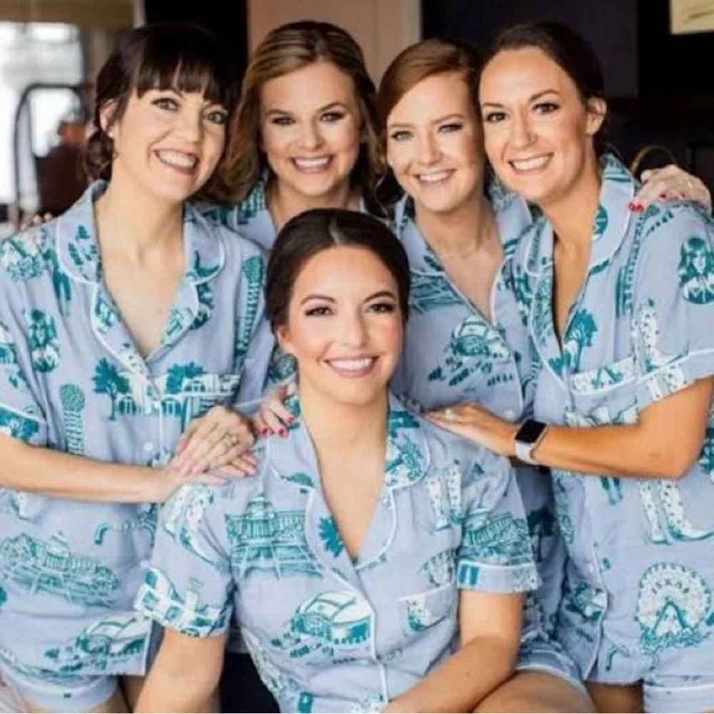 Katie Kime Dallas Toile Pajama Short Set Large Cotton Sleepwear Lounge Classic - Picture 3 of 14